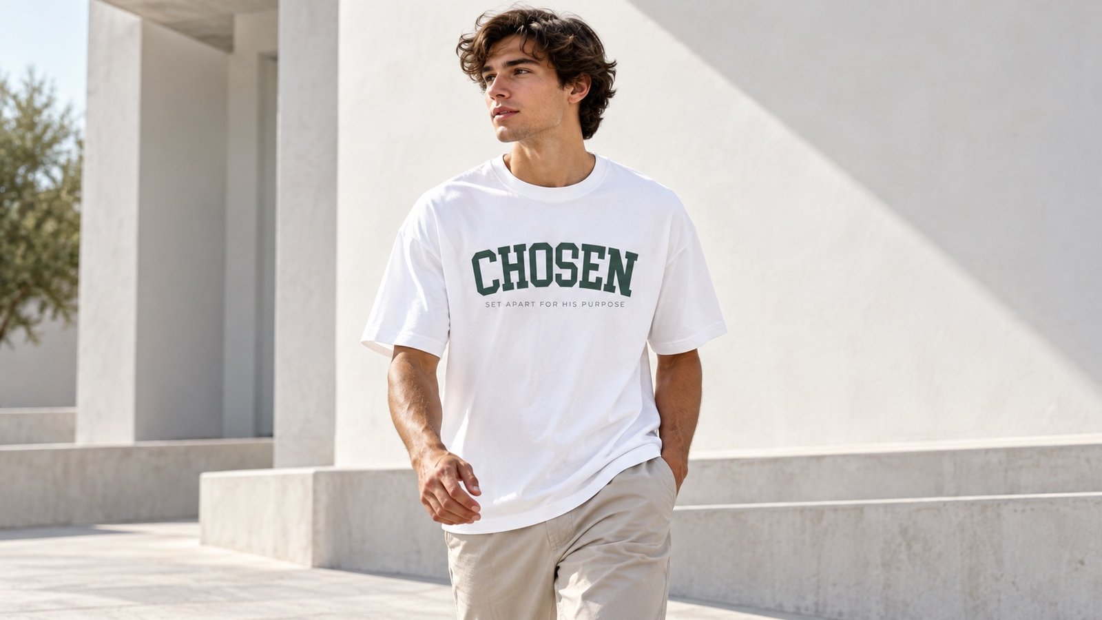 Model wearing a QAVA oversized tee
