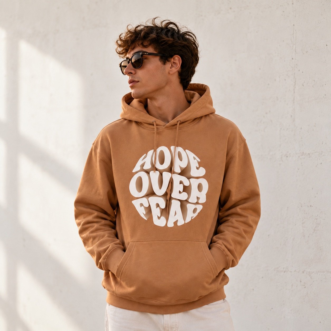 Model wearing a QAVÁ hoodie
