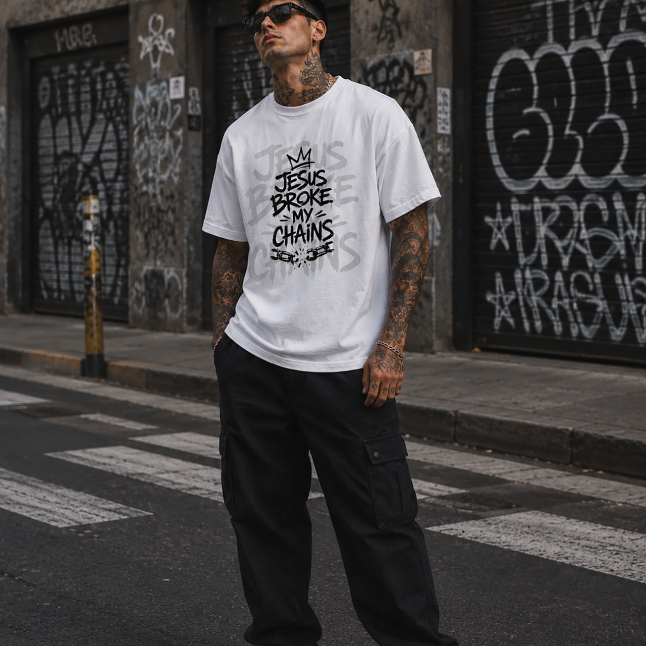 JESUS BROKE MY CHAINS – Oversized Tee - Image 4