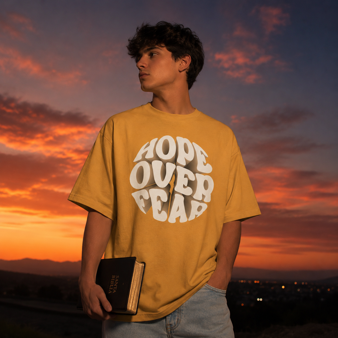 Hope Over Fear Oversized Boxy Tee - Image 3
