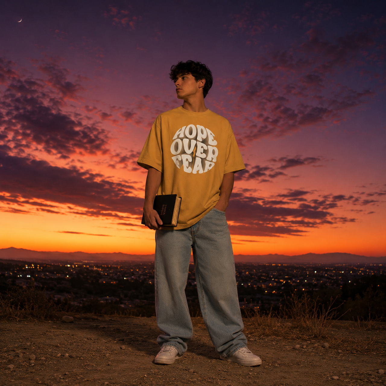 Hope Over Fear Oversized Boxy Tee - Image 4