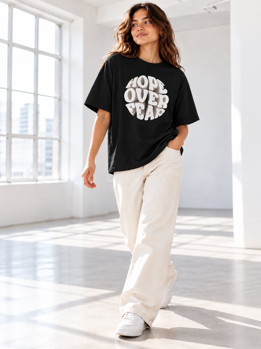 Hope Over Fear Oversized Boxy Tee - Image 2