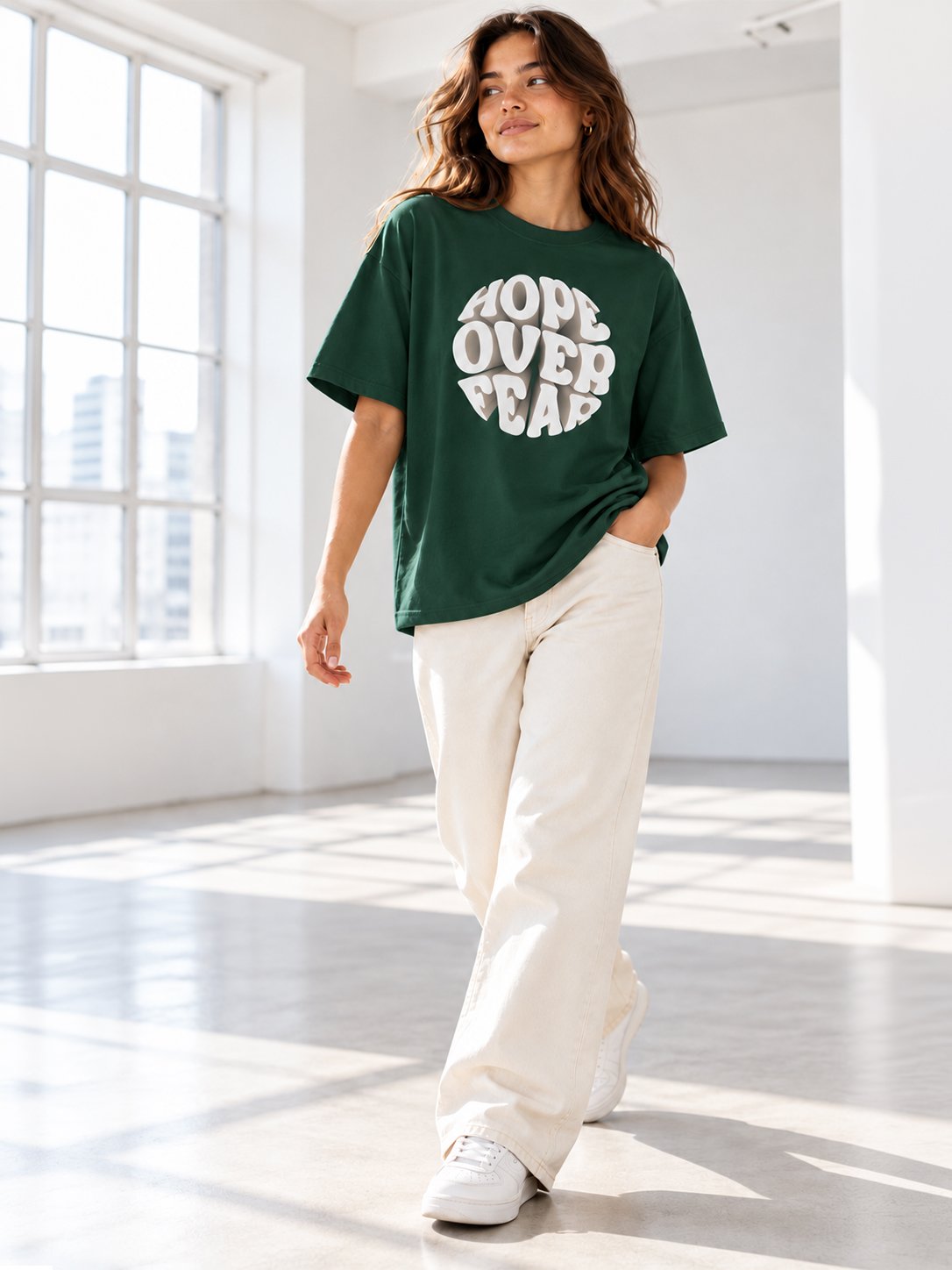 Hope Over Fear Oversized Boxy Tee - Image 3