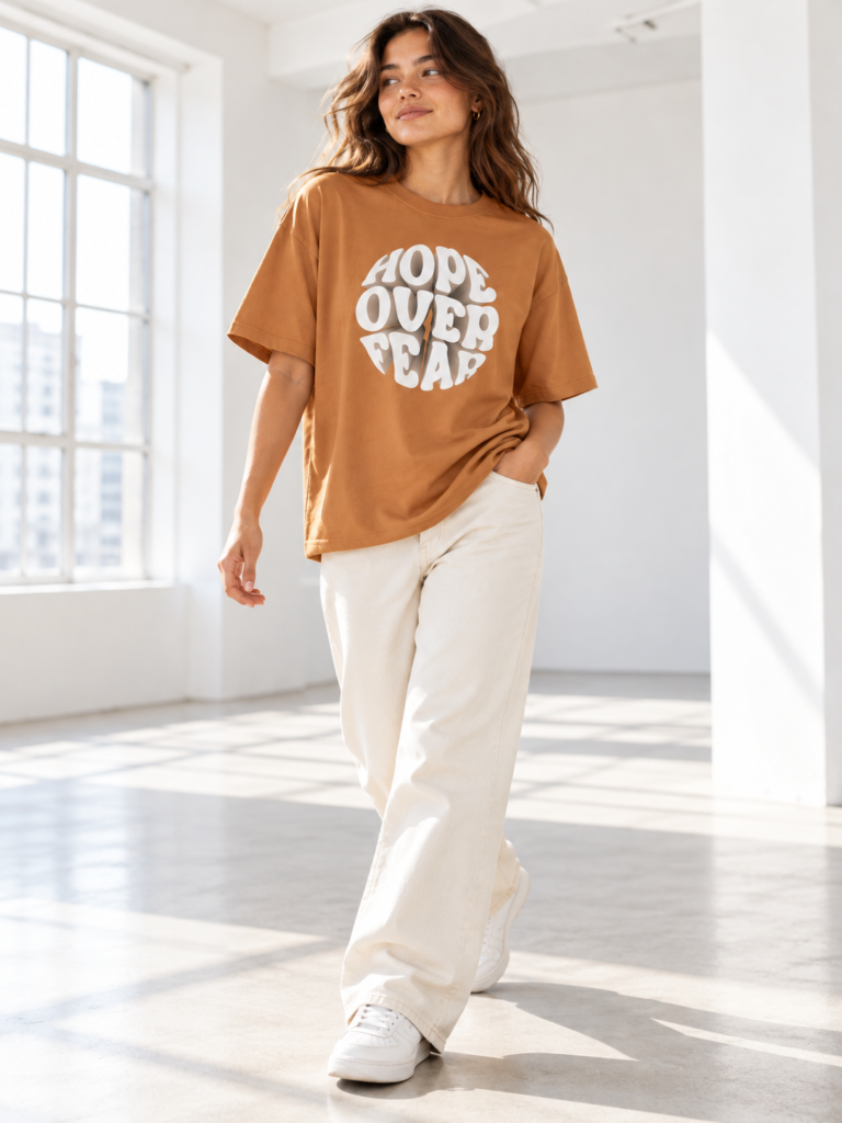 Hope Over Fear Oversized Boxy Tee
